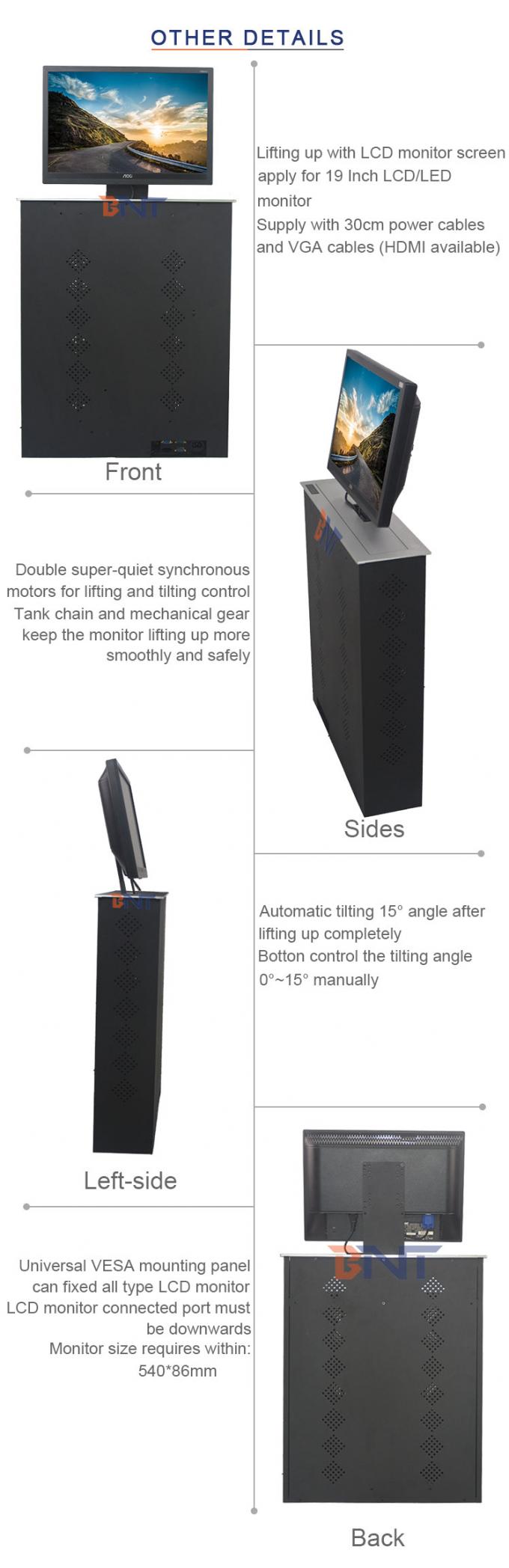 Automatic Computer Monitor Lift , Low Noise Motorized Lift Mechanism