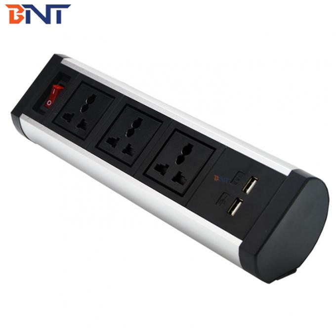 Aluminum Alloy Modular desktop Power Outlet , Conference Table Clamp