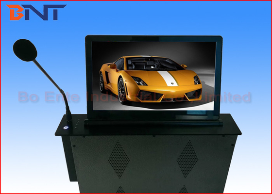 18.5 Inch Motorized Computer Desk Monitor Lift With Conference Microphone