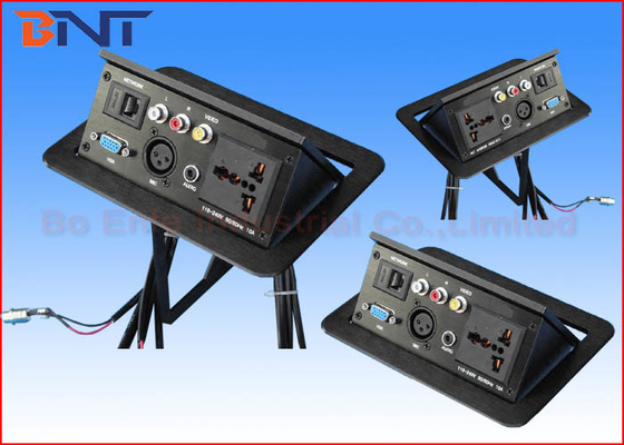 Conference Pneumatic Table Pop Up Plug Socket Boxes With Microphone Connector
