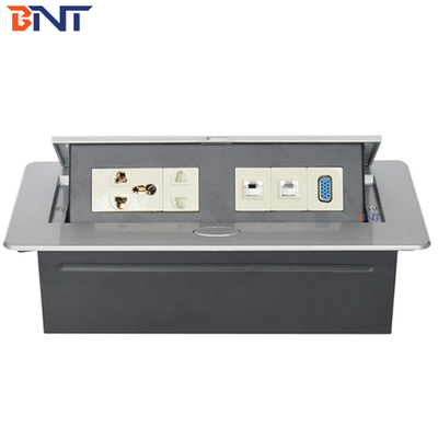 Different modules  Available Replaced Zinc Alloy Material Silver Color  Table Pop Up Hidden Outlet With CAT 6