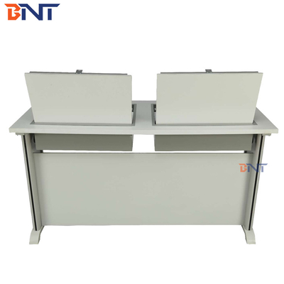 Manual Flip Top Computer Desk With Buffering Hydraulic Pressure Lock