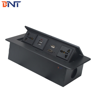 table top pop up box with double international power socket