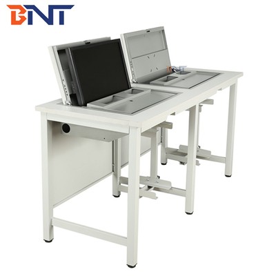 Manual Flip Up Student Computer Desk With PC Slot