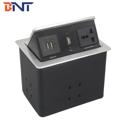 hydraulic pop up power socket for office desk with dual usb charger /electric pop up desktop socket