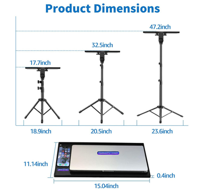 Steel 1530mm Height Computer Tripod Stand With Tray