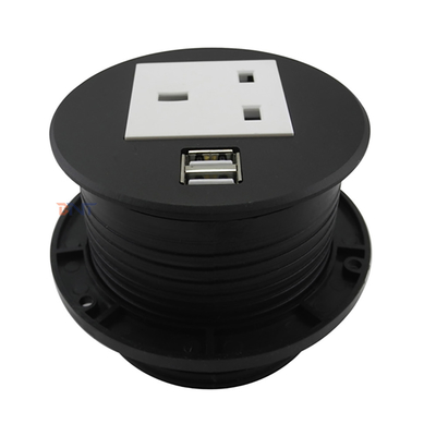 1 UK Power Outlet 2 USB Charger Table Top Grommets Round Desk Power Grommet With Data Hub