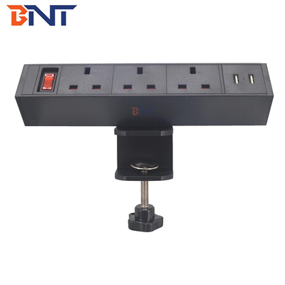 3 Outlets with dual usb charger desk clamp British power strip table socket