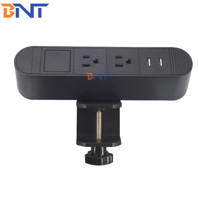 Modern office power data connection box clamp on tabletop socket with double usb