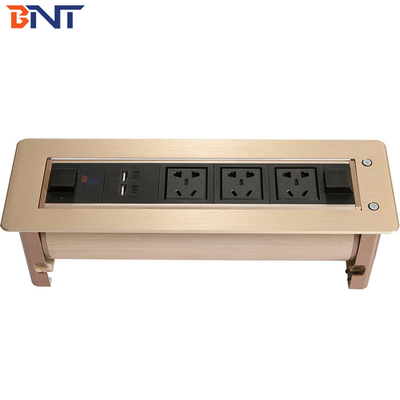 BNT auto electrical multiple plugs sockets flipping electric socket with USB for conference room table