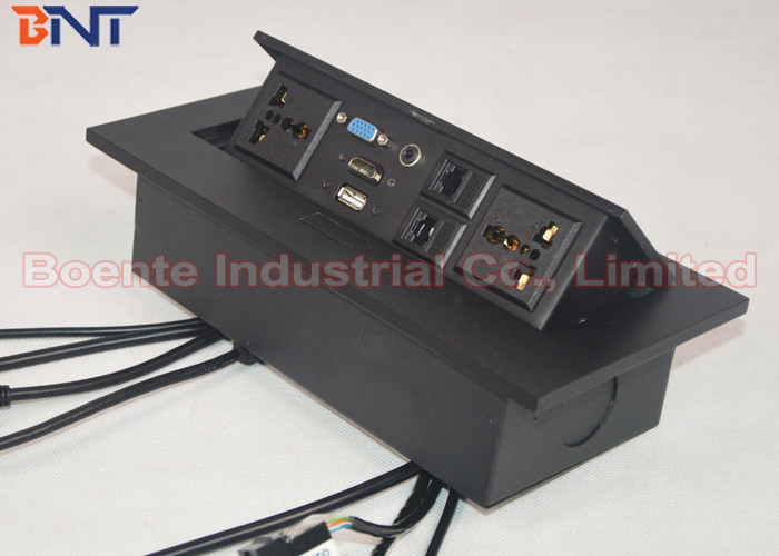 Square Corner Desk Pop Up Sockets With Bottom Conection Cable