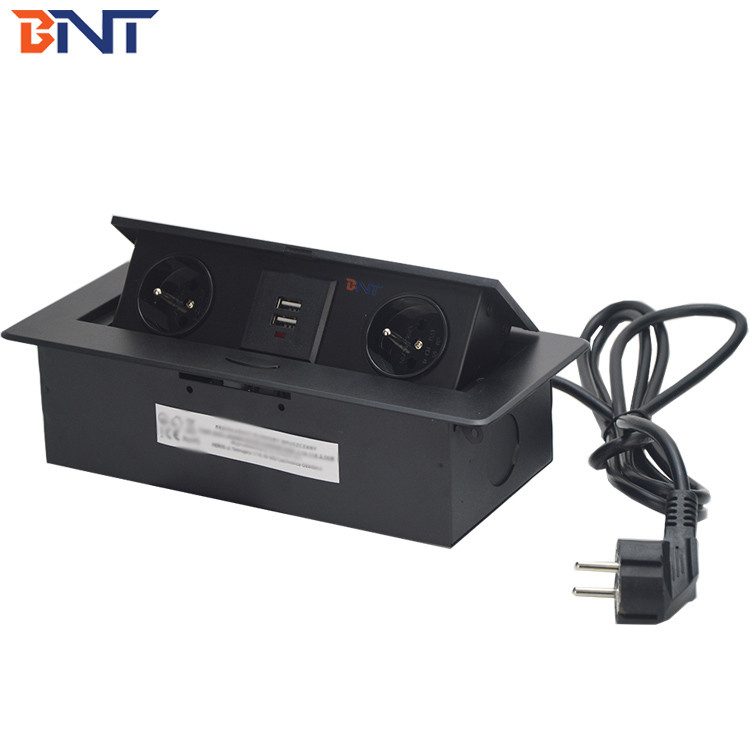 10a Rated Current Black Oval Corner Desktop Pop Up Hidden Outlet With Usb Charger Jack