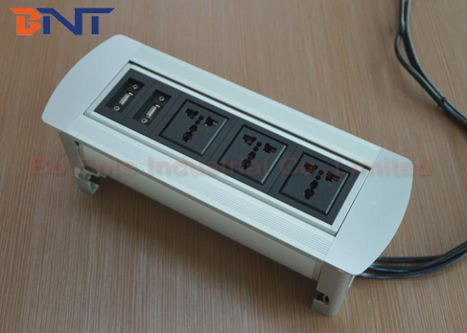 Desk Mounted Manual Rotating Power Socket Outlets with 3 * Power + 2 ...