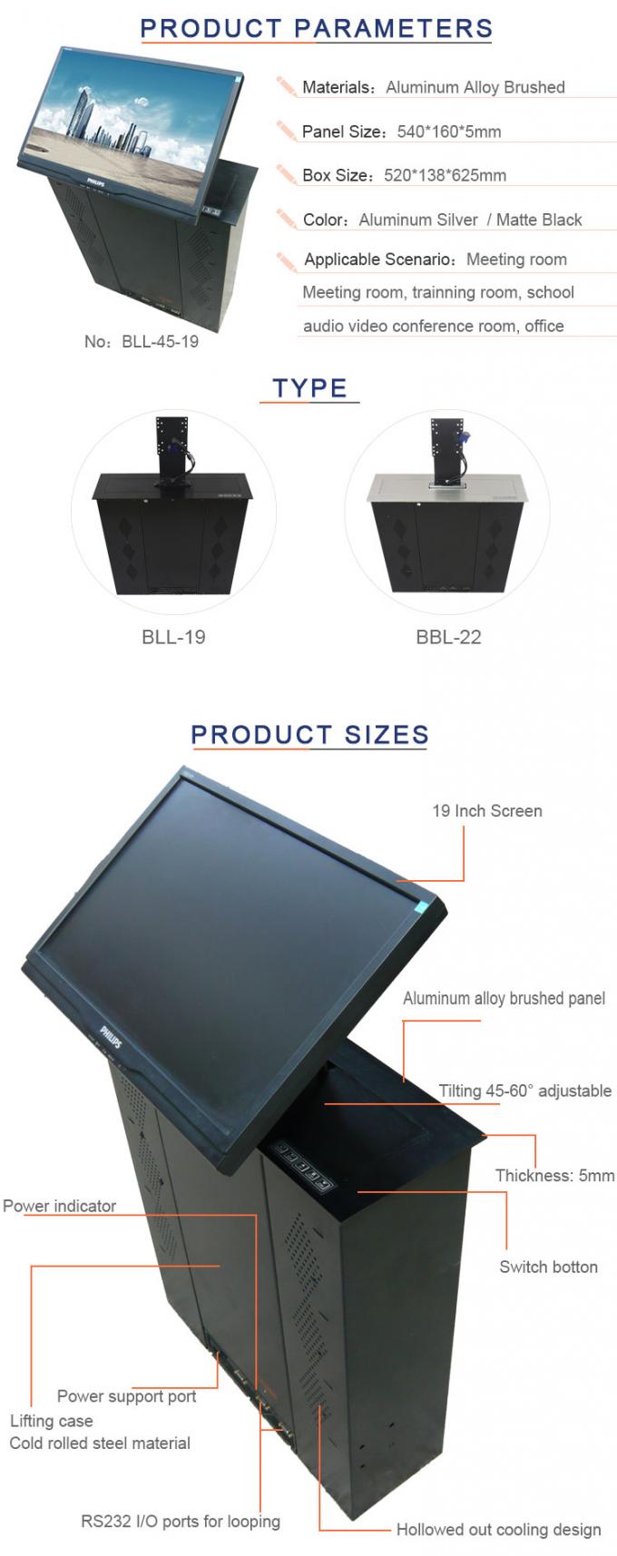Desktop Computer Lift / Motorized Elevator Monitor Tilting Angle 45