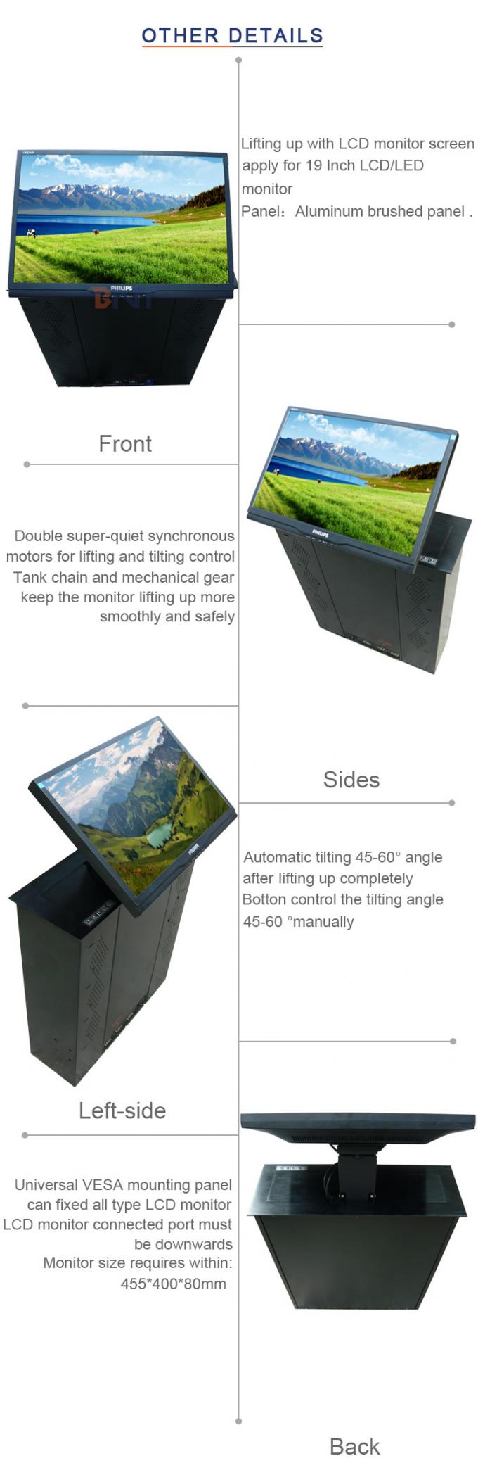 Desktop Computer Lift / Motorized Elevator Monitor Tilting Angle 45