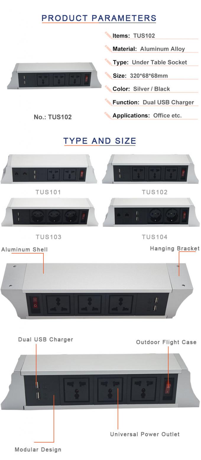 Durable Desktop Power Outlet , Conference Room Table Electrical Outlets