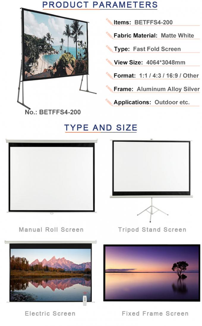 Outdoor Motorized Projector Screen , 200 Inch Electric Projector Screen