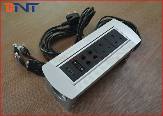 UK Standard Conference Table Outlet , Rotatable Tabletop Interconnect Box