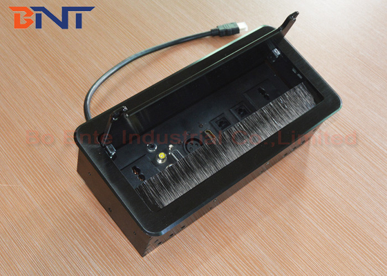 Black Tabletop Manual Flip Up Outlet / Interconnection Multiple Socket For Office