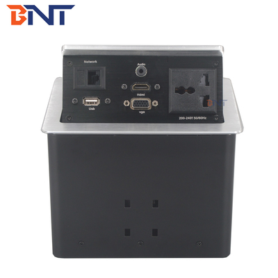 Multi Function Countertop Pop Up Electrical Outlet Matte Black Color With HDMI / VGA