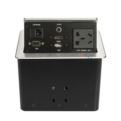 Silver Aluminum Alloy Conference Table Pop Up Outlets With 2 USB , 2 Network