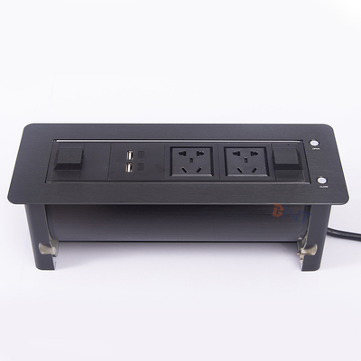 Double USB Charger Aluminum  Alloy  Desktop Pop Up Power Data Socket