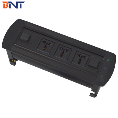 Flip Up Conference Table Outlet / Multimedia Connector With 3 Universal Power Interfaces