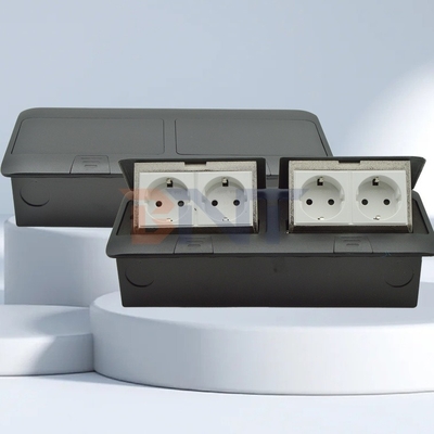 Aluminum Alloy Floor Socket Pop-up Waterproof Hidden Ground Socket Plug 4 Outlet Power Socket