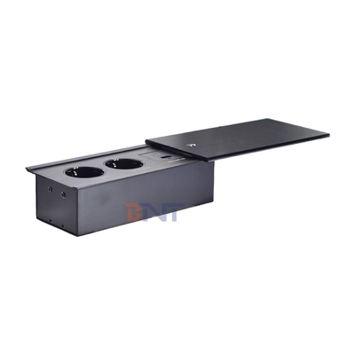 Slip-Open Euro Tabletop Electric Power Socket 2 AC Outlets USB A+C IP44 16A Rated Current for Office Use EU Plug Standard