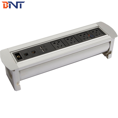 Desktop Hidden Conference Table Electrical Box , Manual Rotating Pop Up Socket