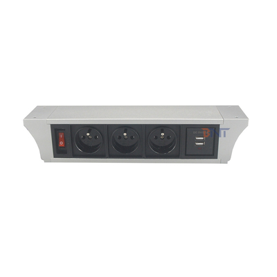 1.5m Cable Aluminum Alloy Desk Mounted Power Sockets