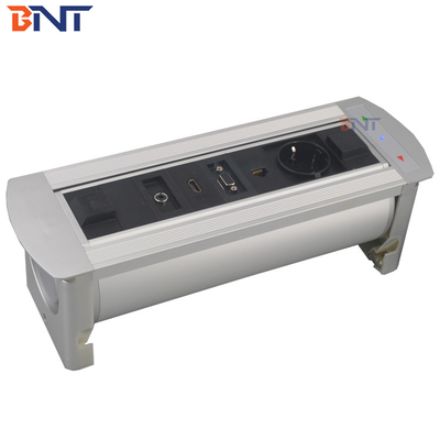 Factory Motorized flip up table connection box  Cubby Motorized Revolve Flip Up Tabletop Socket With HD-MI