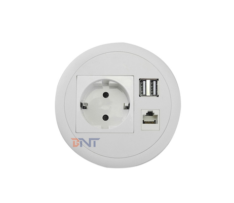 EU Power Outlet Data Usb Smart Grommet Round Socket With Rj45 Hidden In Office Sofa Worktop