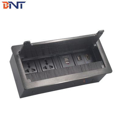 Factory Wholesale Brushed Aluminum Multimedia Office Hidden Desktop Power Socket Box