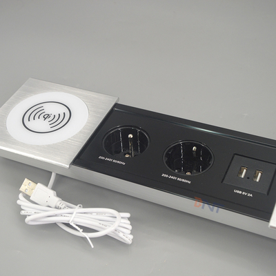 Multimedia Table Sliding Power FR Socket With Usb Charging And Wireless Charger