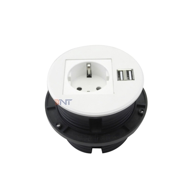 3.54 Inch Cut - Out Hole Desktop Socket With 2 USB Charge 1 AC For Office Home School Hotel White