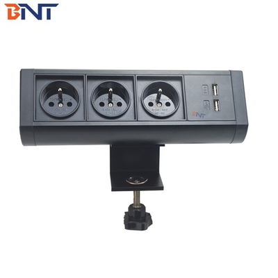 Boente Grade AA 6.56 Ft Cord 3 France Power and 2 USB Black Furniture Conference Power Port