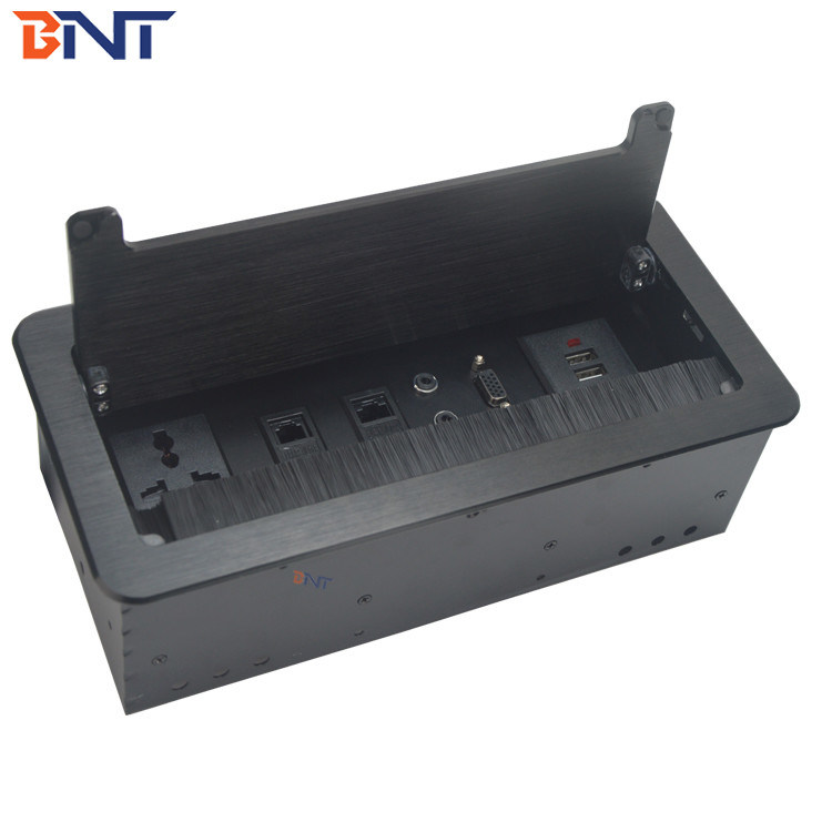 for office room lid buffer design with cable length flip up desk socket