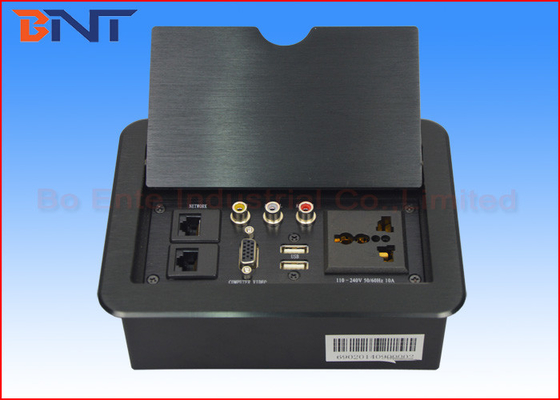 Multi Functional Manual Flip Up Outlet , Hidden Desk Mounted Power Sockets