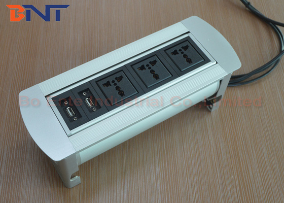 Desk Mounted Manual Rotating Power Socket Outlets with 3 * Power + 2 * USB Data