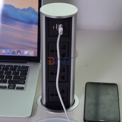 3 universal power +2 usb port vertical motorized lift kitchen pop up power socket touch pop up type waterproof socket