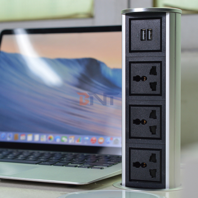 3 universal power +2 usb port vertical motorized lift kitchen pop up power socket touch pop up type waterproof socket