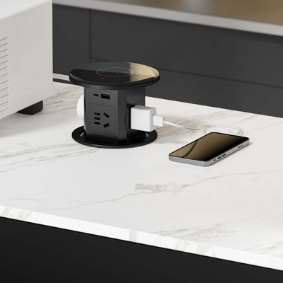 water proof electrical power socket outlet universal plug intelligent kitchen pop up socket with top wireless charger