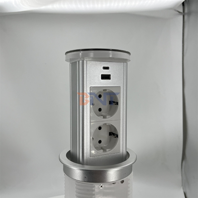 Lifting Recessed Tabletop Pop Up Socket with 2 AC Outlets and USB Ports Concealed Power Socket Outlet for Office Desk