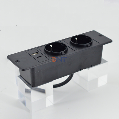 CE Approved high quality eu 2-plug desktop sofa socket with usb a+c socket set for sofa TV cabinet