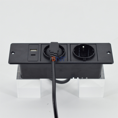 CE Approved high quality eu 2-plug desktop sofa socket with usb a+c socket set for sofa TV cabinet