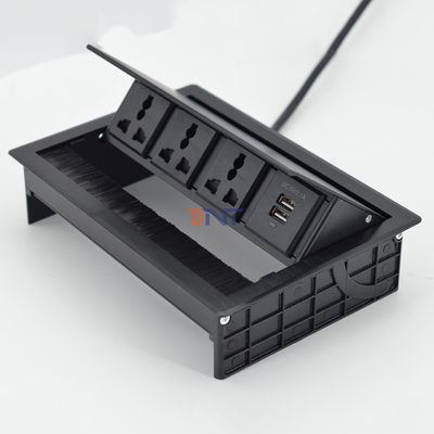 Brush Flip Up universal power outlet Cover Desktop Socket with USB-S data port /Tabletop Brush Flip Connectivity Box