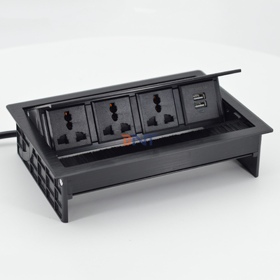 Brush Flip Up universal power outlet Cover Desktop Socket with USB-S data port /Tabletop Brush Flip Connectivity Box