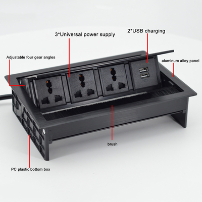 Brush Flip Up universal power outlet Cover Desktop Socket with USB-S data port /Tabletop Brush Flip Connectivity Box