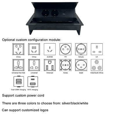 Built-In Desk Flip Cover socket with 2 Ac Outlets Power Socket Conference Table Wire Grommet Convenient Power Socket